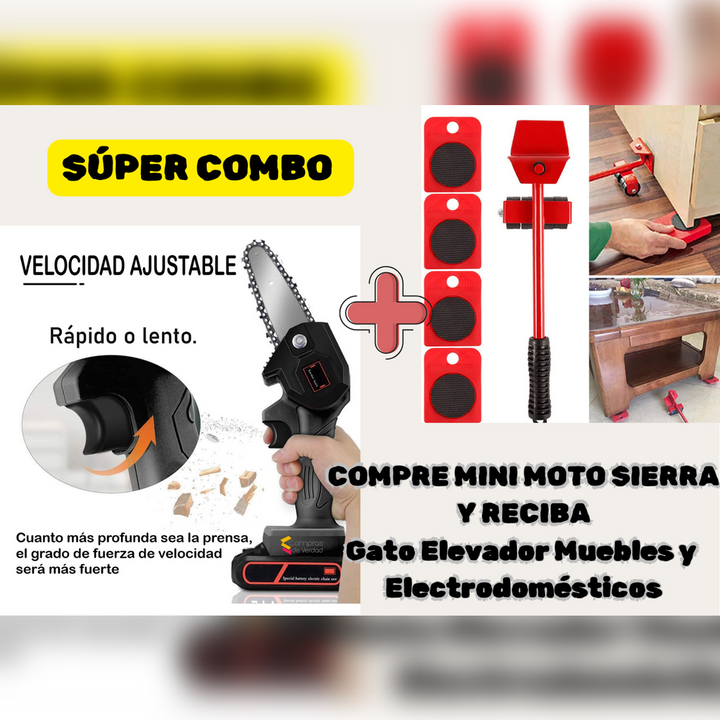 COMBO Motosierra De Mano CON accesorios+Gato Elevador Muebles