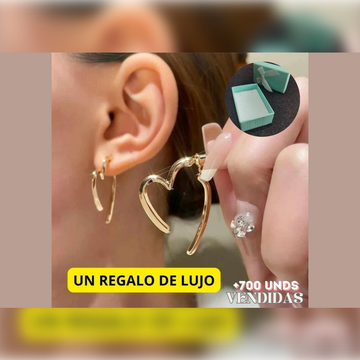 Pendientes Aritos Corazón+CAJA REGALO