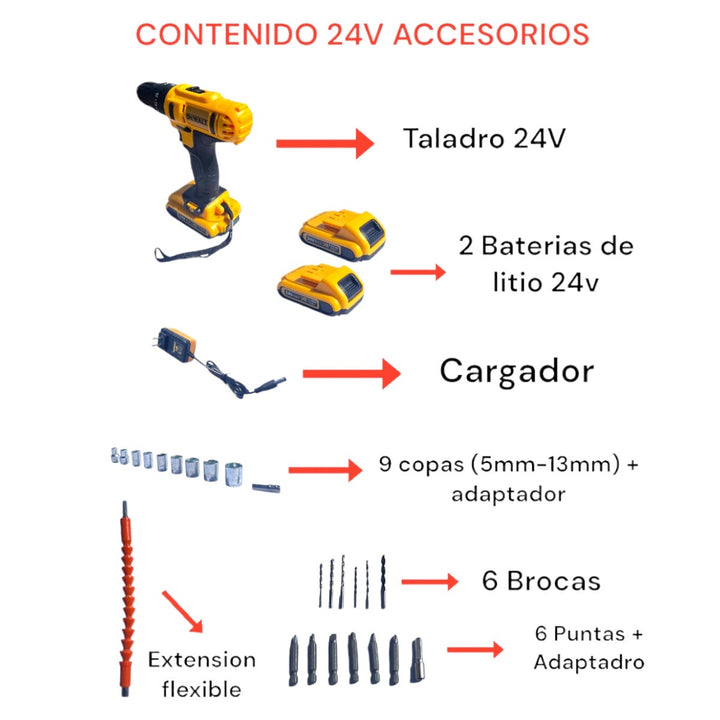 COMBO TALADRO INALAMBRICO 24v+SÚPER REGALO🎁