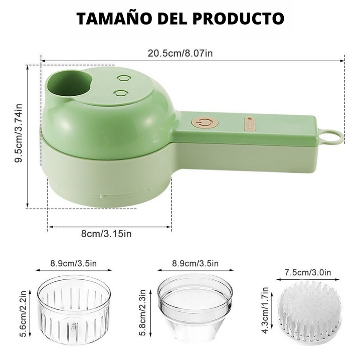 PICADOR Y PROCESADOR ELÉCTRICO DE VERDURAS Y ALIMENTOS 4 EN 1 inalámbrico